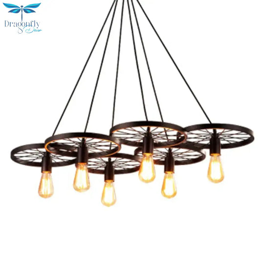 Antique Wheel Chandelier Creative Personality Retro Restaurant Bar Wrought Iron Pendant
