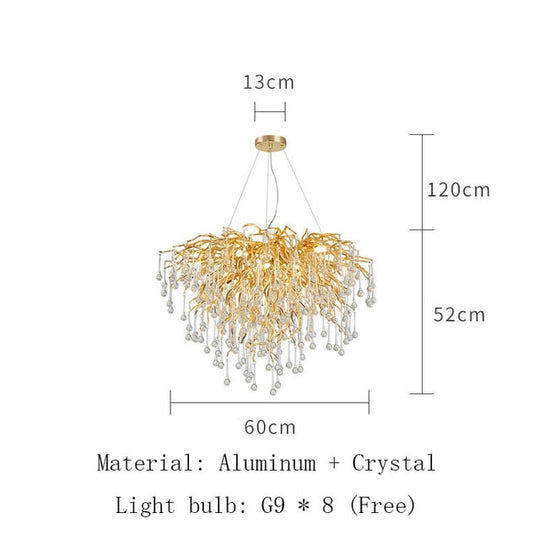 Anya - Led Crystal Chandeliers Round - 60Cm / Gold Body Warm White Chandelier