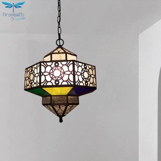Art Deco Hollow - Out Hanging Light 3 Bulbs Metallic Chandelier Pendant Lamp In Brass