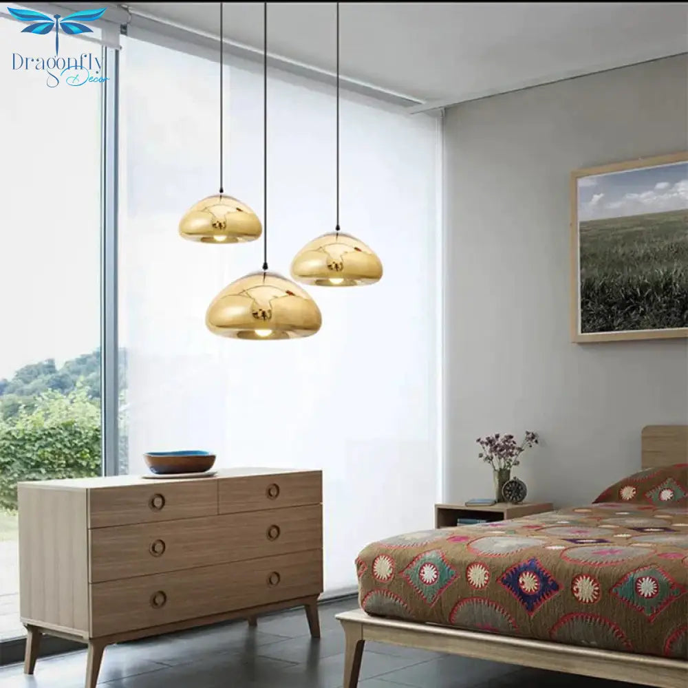 Art Deco Modern Novelty Glass Pendant Light Led E27 With 3 Colors For Parlor Bedroom Dining Room