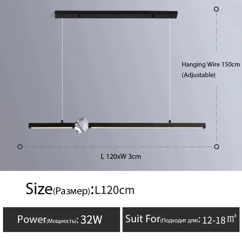 Ashburn - Designer Modern Minimalist Luxury Bar Pendant Light B - L120Cm - Blak / Dimmable With