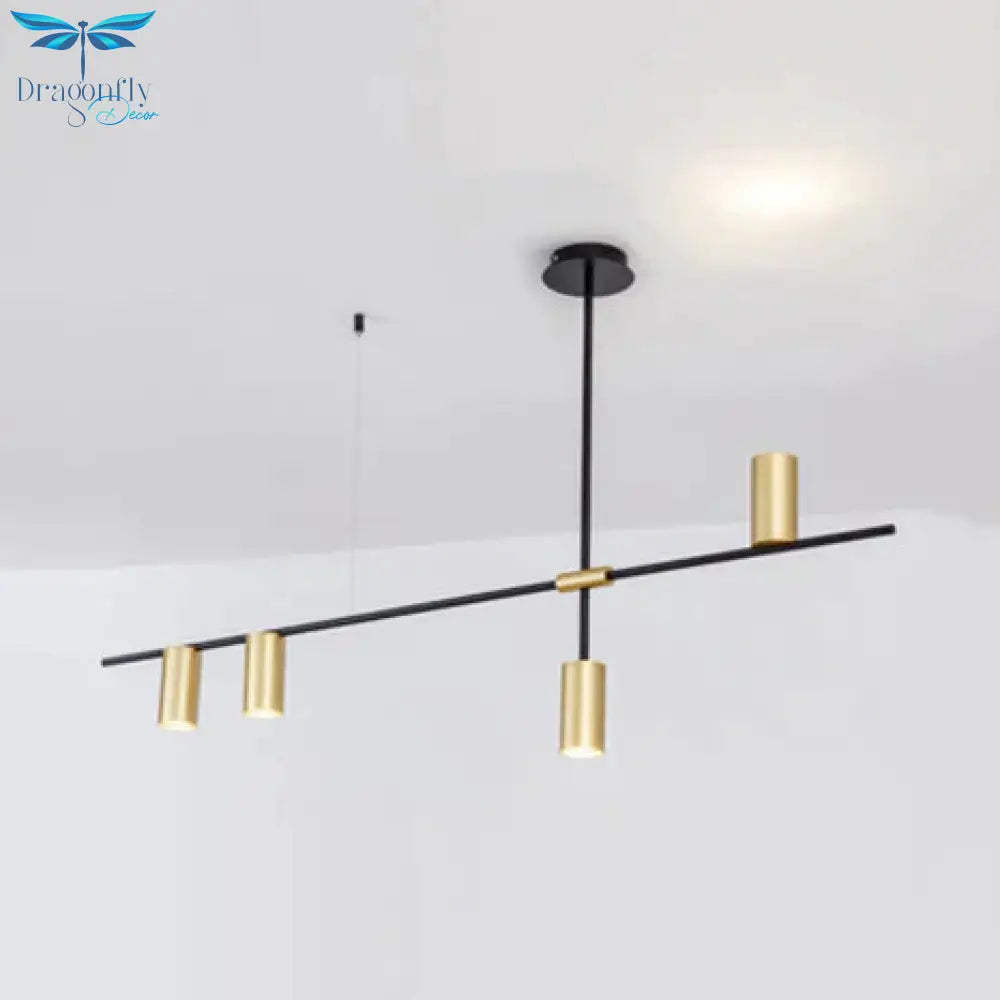 Asymmetrical Cylinder Chandelier Lighting Fixture Modern Metal 3/4/9 Heads Gold Ceiling Lamp For