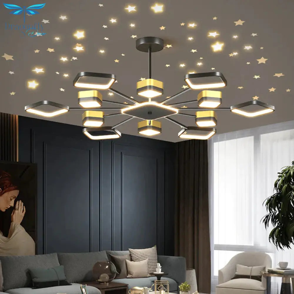 Atmosphere Light Luxury Living Room Lamp Wrought Iron Starry Sky Dining Creative Personality In The