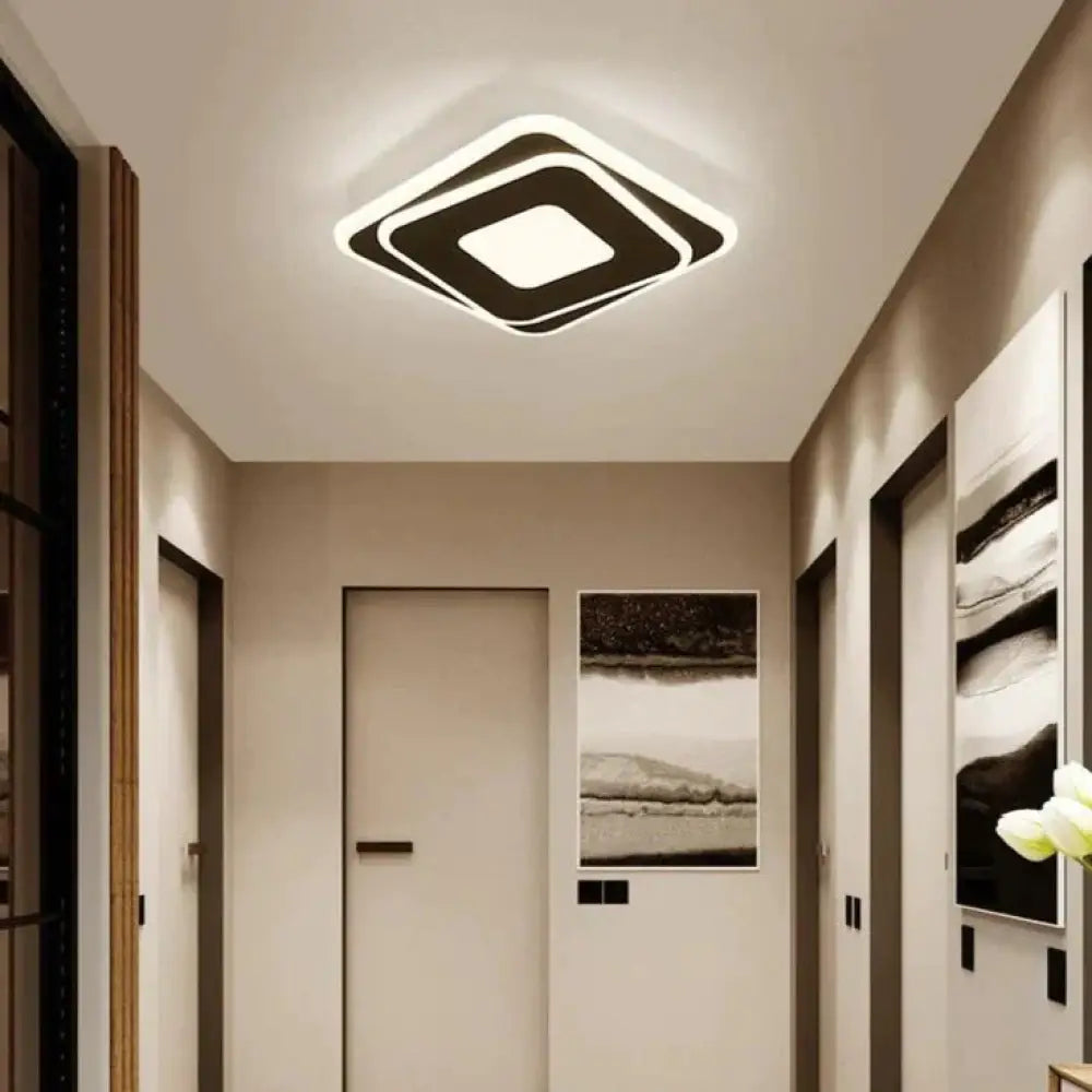 Ava’s Black And White Square Led Aisle Light Corridor Ceiling Lamp / Warm Light