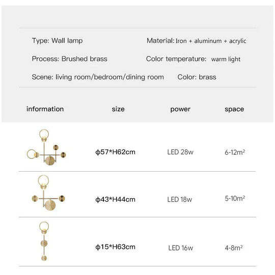 Ayten - Modern Style Golden Led Wall Lamp For Living Room Bedroom Dining Aisle Lighting Light