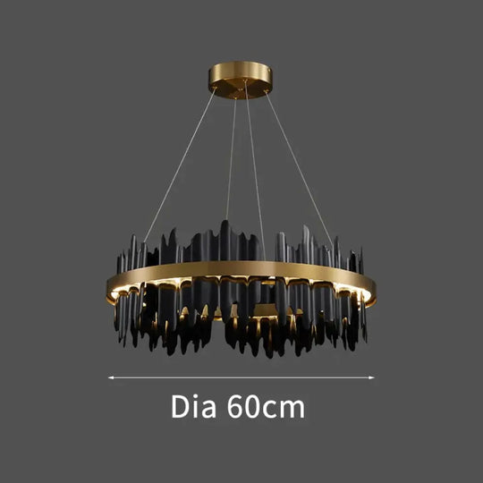 Azalea - Modern Creative Black Round Led Chandelier Diameter 60Cm Light