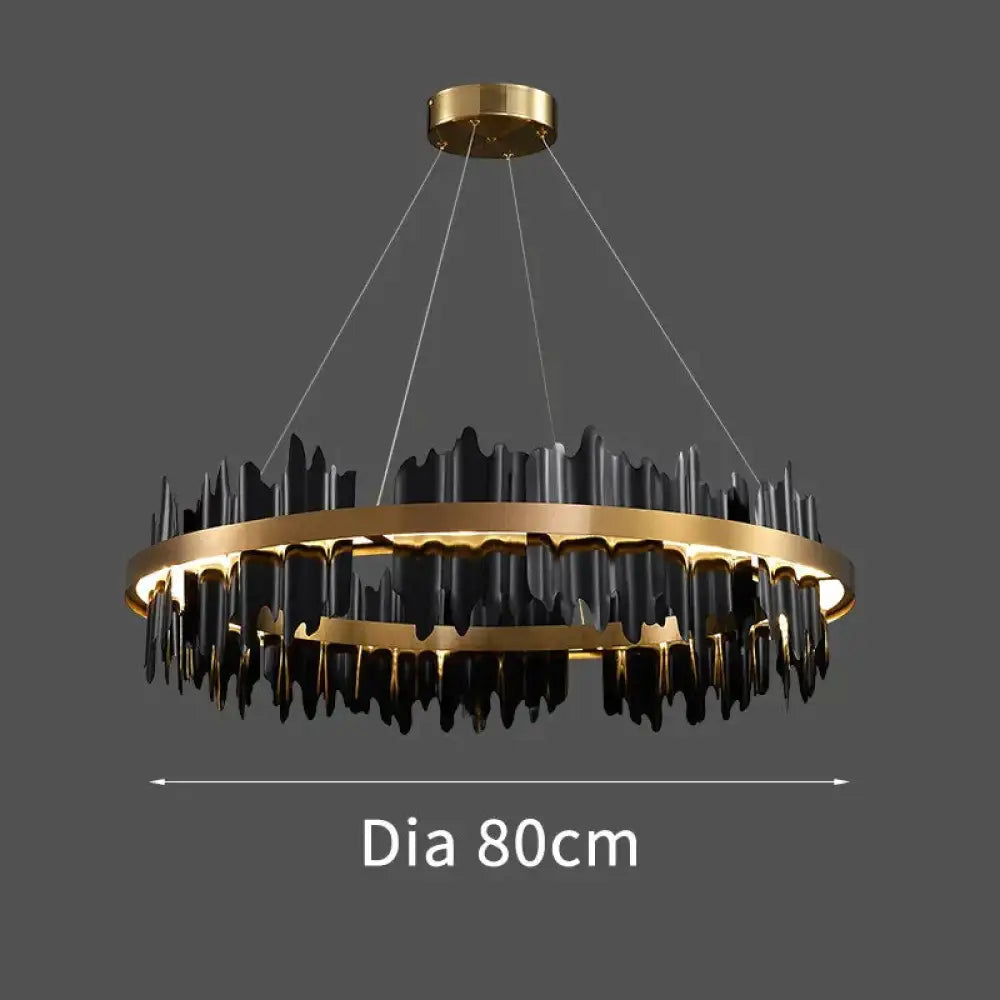 Azalea - Modern Creative Black Round Led Chandelier Diameter 80Cm Light
