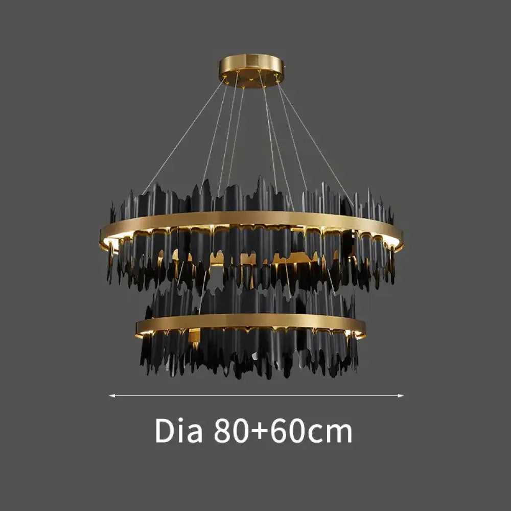 Azalea - Modern Creative Black Round Led Chandelier Diameter 80X60Cm Light