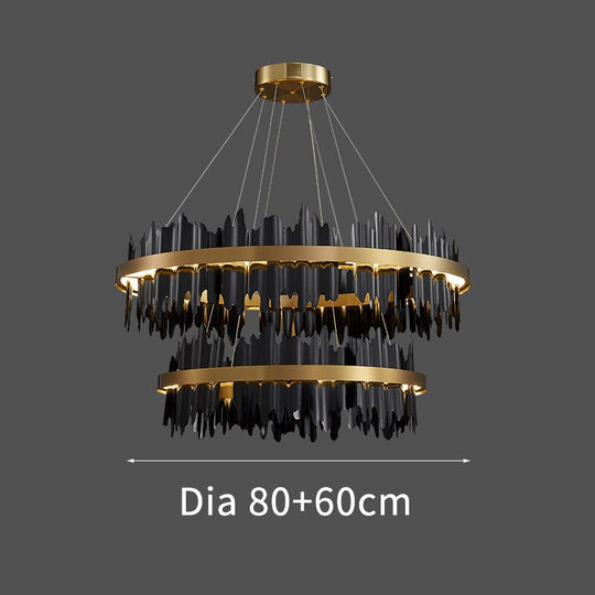 Noir Brilliance - Contemporary Black Led Chandelier Diameter 80X60Cm Light