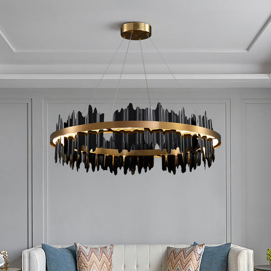 Noir Brilliance - Contemporary Black Led Chandelier Diameter 60Cm Light