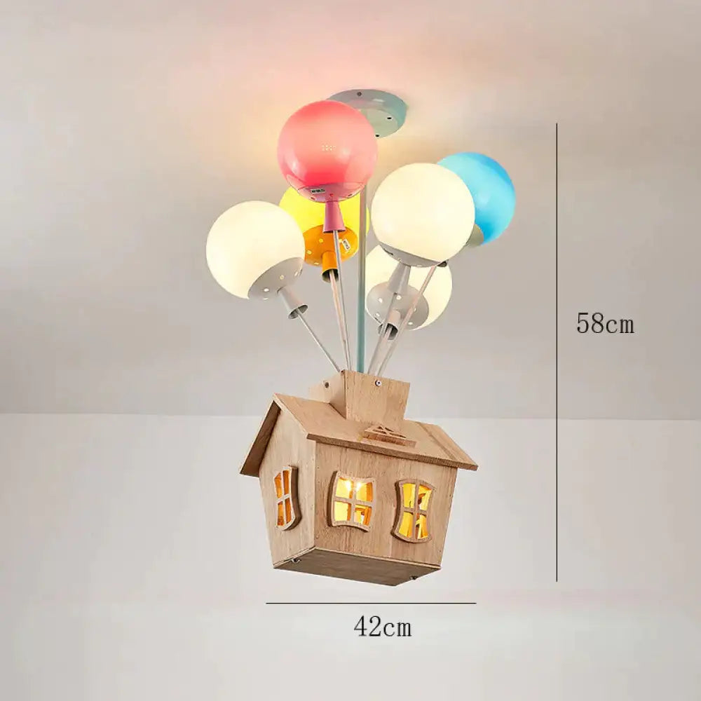 Balloon Creative Dream Cartoon Flying House Ceiling Lamp Multicolor / 6 Heads Warm Light