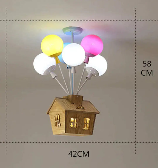 Balloon Creative Dream Cartoon Flying House Ceiling Lamp Multicolor / 6 Heads White Light