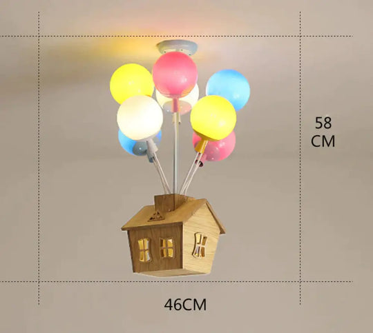 Balloon Creative Dream Cartoon Flying House Ceiling Lamp Multicolor / 8 Heads White Light
