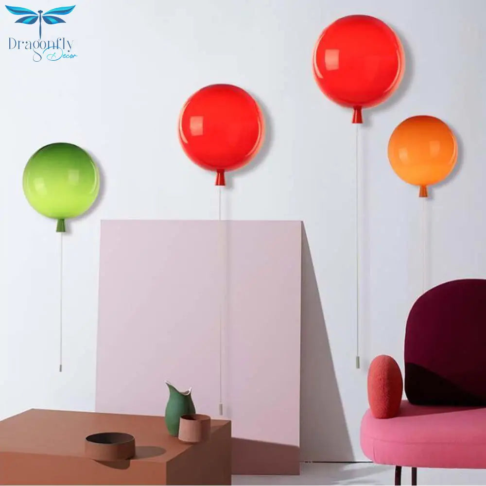 Balloon Wall Lamps Children Light Pull Switch Lighting For Baby Room Bedroom Bedside Corridor