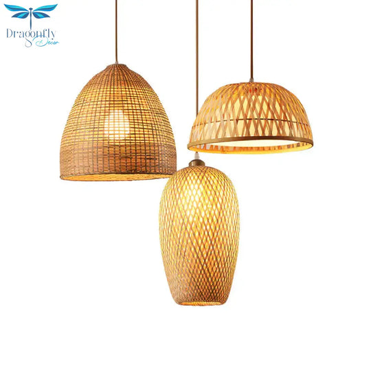 Bamboo Chandelier Dining Hall Lamp Decorated With Solid Wood Art Lamps Pendant