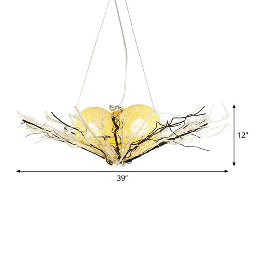Bamboo Flared Ceiling Chandelier Asia 3 Heads Beige Pendant Lighting Fixture For Living Room