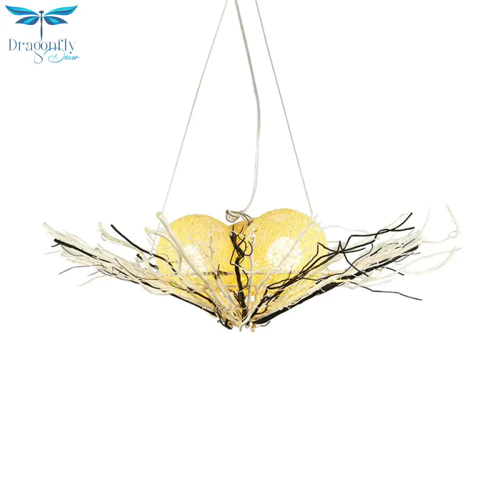 Bamboo Flared Ceiling Chandelier Asia 3 Heads Beige Pendant Lighting Fixture For Living Room