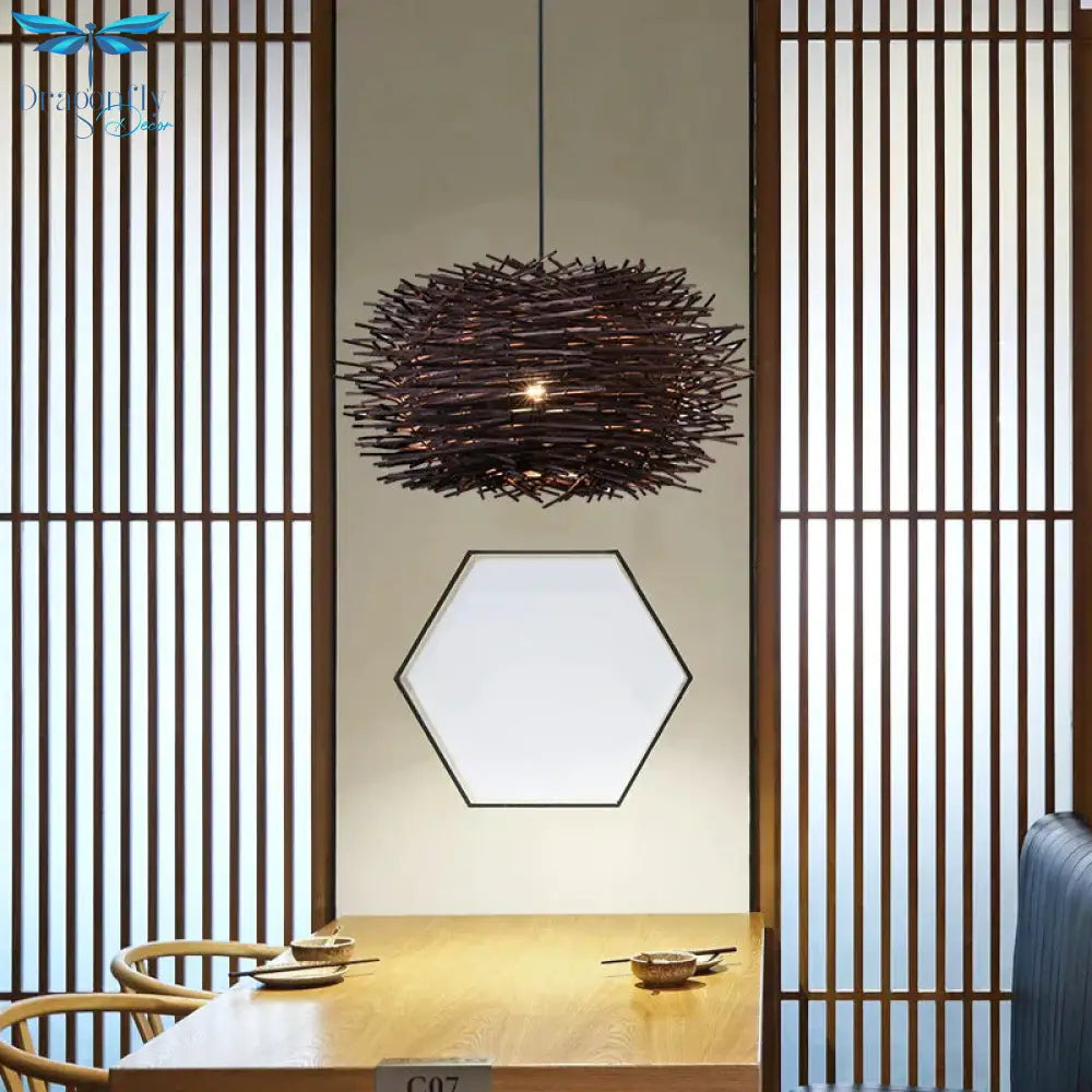 Bamboo Rattan Chandelier Restaurant Homestay Creative Bar Lamp Pendant