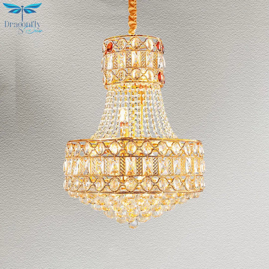 Baroque Empire Chandelier 5 Lights Crystal Suspension Lighting In Gold For Living Room