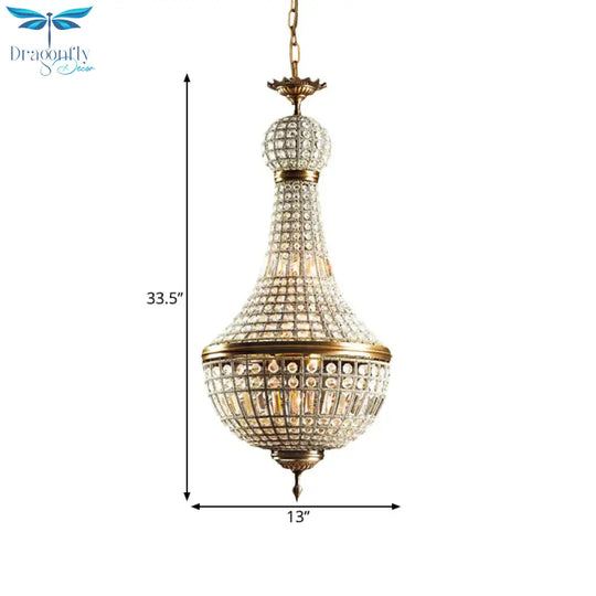 Basket Bedroom Chandelier Lamp Minimalism Crystal 6 Lights Brass Hanging Pendant Light