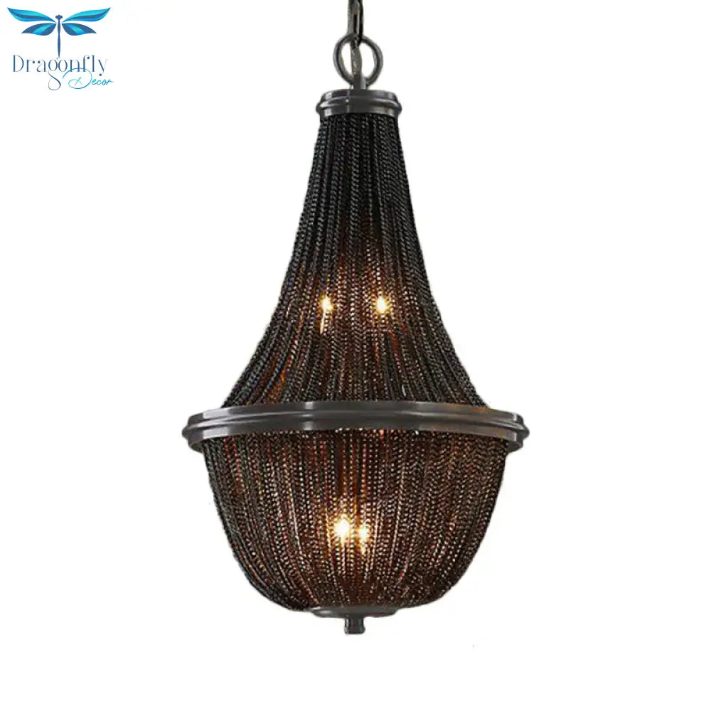 Basket Metal Chandelier Light Traditional 6/8 Lights Dining Room Suspension Pendant In Black