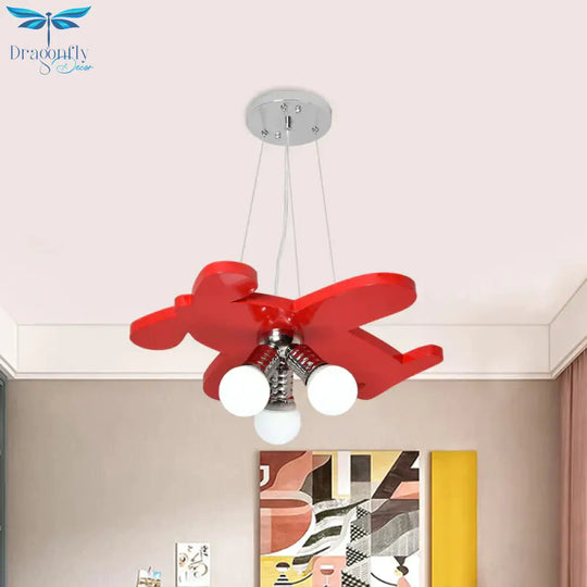 Battle - Plane Kindergarten Chandelier Lamp Acrylic 3 Heads Children Style Bulb Hanging Light In