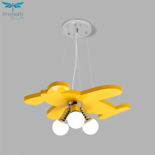 Battle - Plane Kindergarten Chandelier Lamp Acrylic 3 Heads Children Style Bulb Hanging Light In