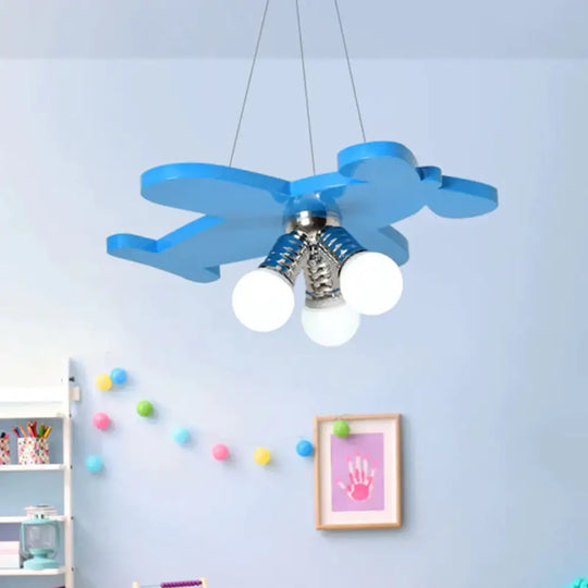 Battle - Plane Kindergarten Chandelier Lamp Acrylic 3 Heads Children Style Bulb Hanging Light In