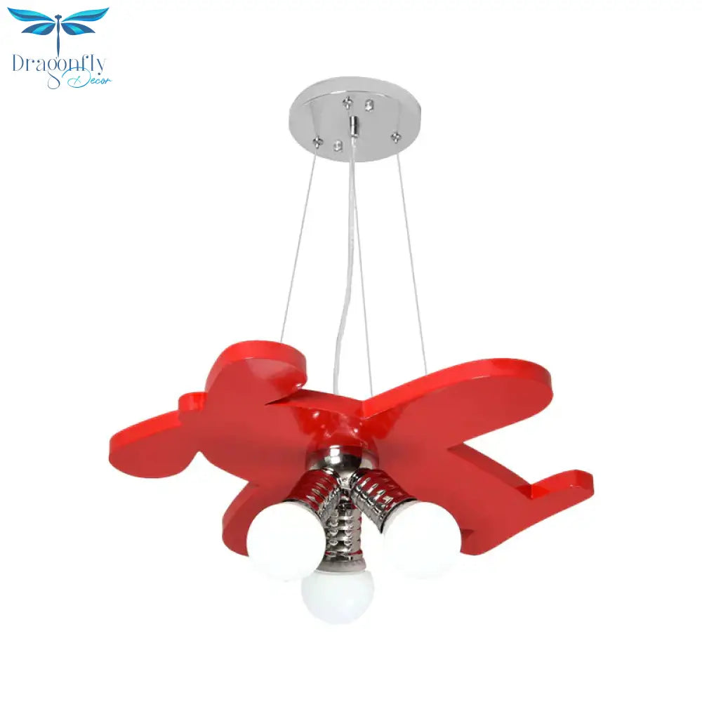 Battle - Plane Kindergarten Chandelier Lamp Acrylic 3 Heads Children Style Bulb Hanging Light In