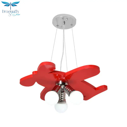 Battle - Plane Kindergarten Chandelier Lamp Acrylic 3 Heads Children Style Bulb Hanging Light In