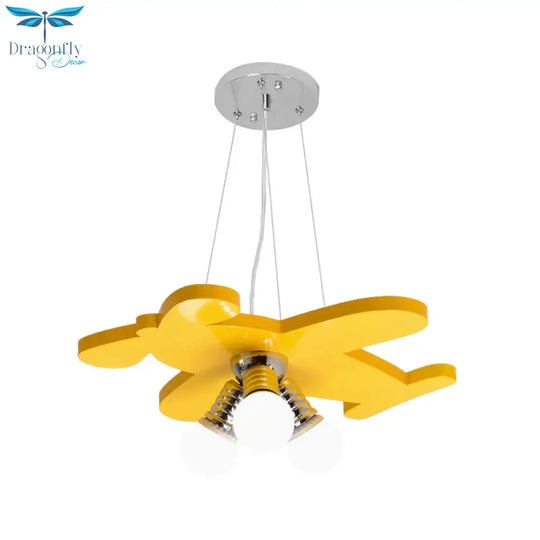 Battle - Plane Kindergarten Chandelier Lamp Acrylic 3 Heads Children Style Bulb Hanging Light In