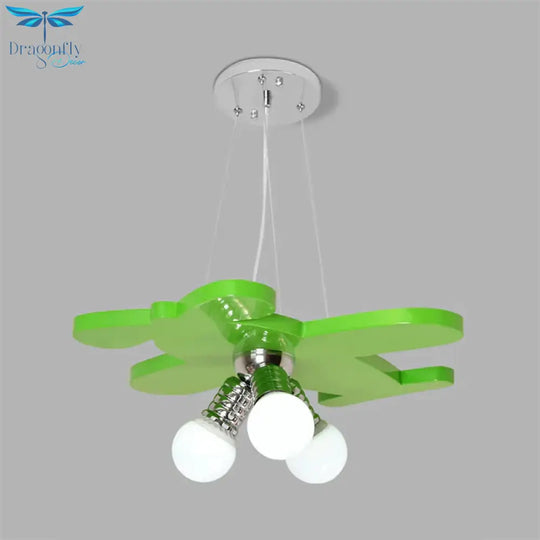 Battle - Plane Kindergarten Chandelier Lamp Acrylic 3 Heads Children Style Bulb Hanging Light In