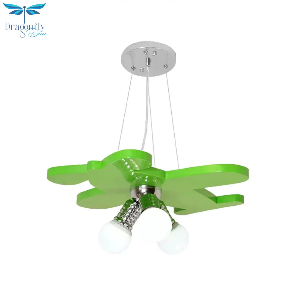 Battle - Plane Kindergarten Chandelier Lamp Acrylic 3 Heads Children Style Bulb Hanging Light In