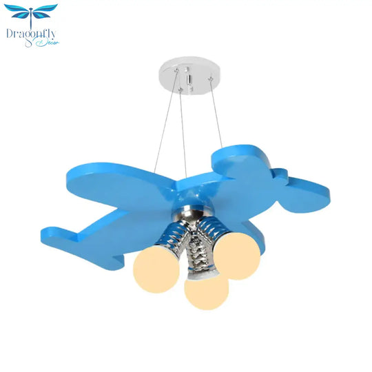 Battle - Plane Kindergarten Chandelier Lamp Acrylic 3 Heads Children Style Bulb Hanging Light In