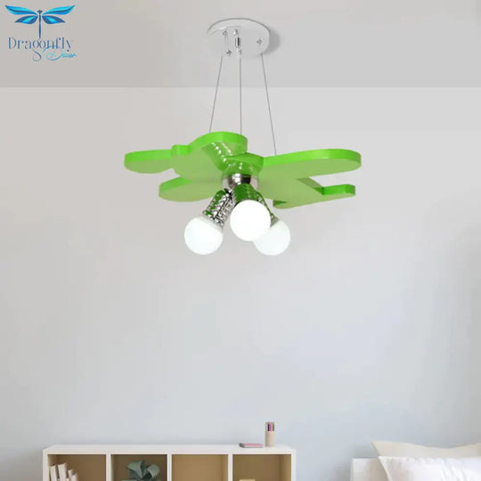 Battle - Plane Kindergarten Chandelier Lamp Acrylic 3 Heads Children Style Bulb Hanging Light In