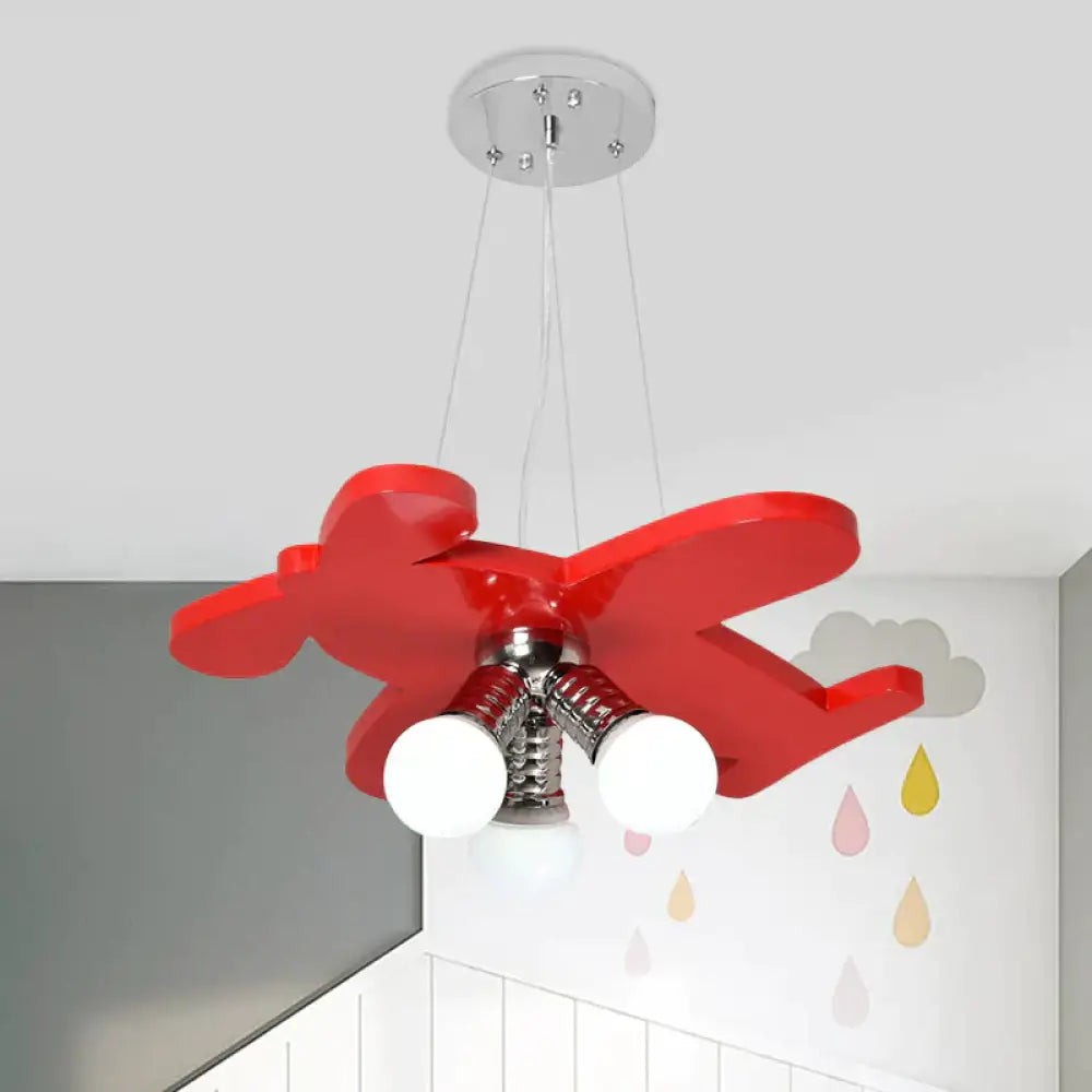 Battle - Plane Kindergarten Chandelier Lamp Acrylic 3 Heads Children Style Bulb Hanging Light In