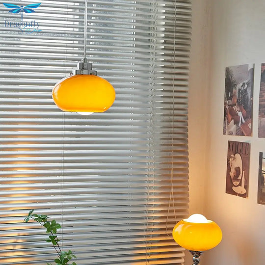 Bauhaus Egg Tart Glass Chandelier American Vintage Pendant Lamp Modern Bedroom Lava Medieval Orange
