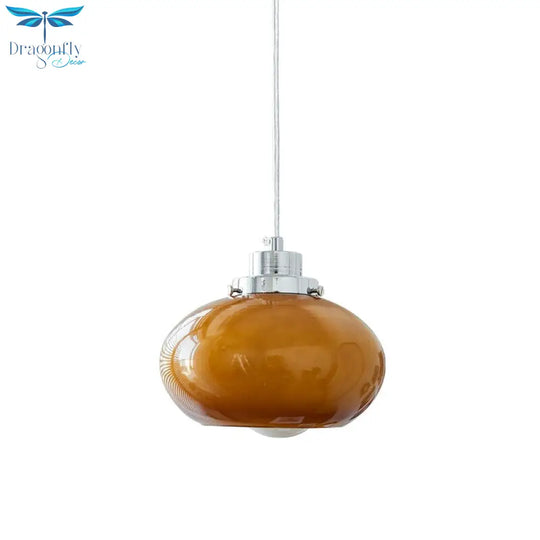 Bauhaus Egg Tart Glass Chandelier American Vintage Pendant Lamp Modern Bedroom Lava Medieval Orange