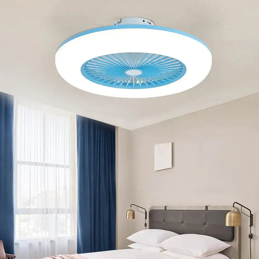 Bedroom Ceiling Light Macaron Invisible Fan Lamp Led Blue / 220V Trichromatic Light