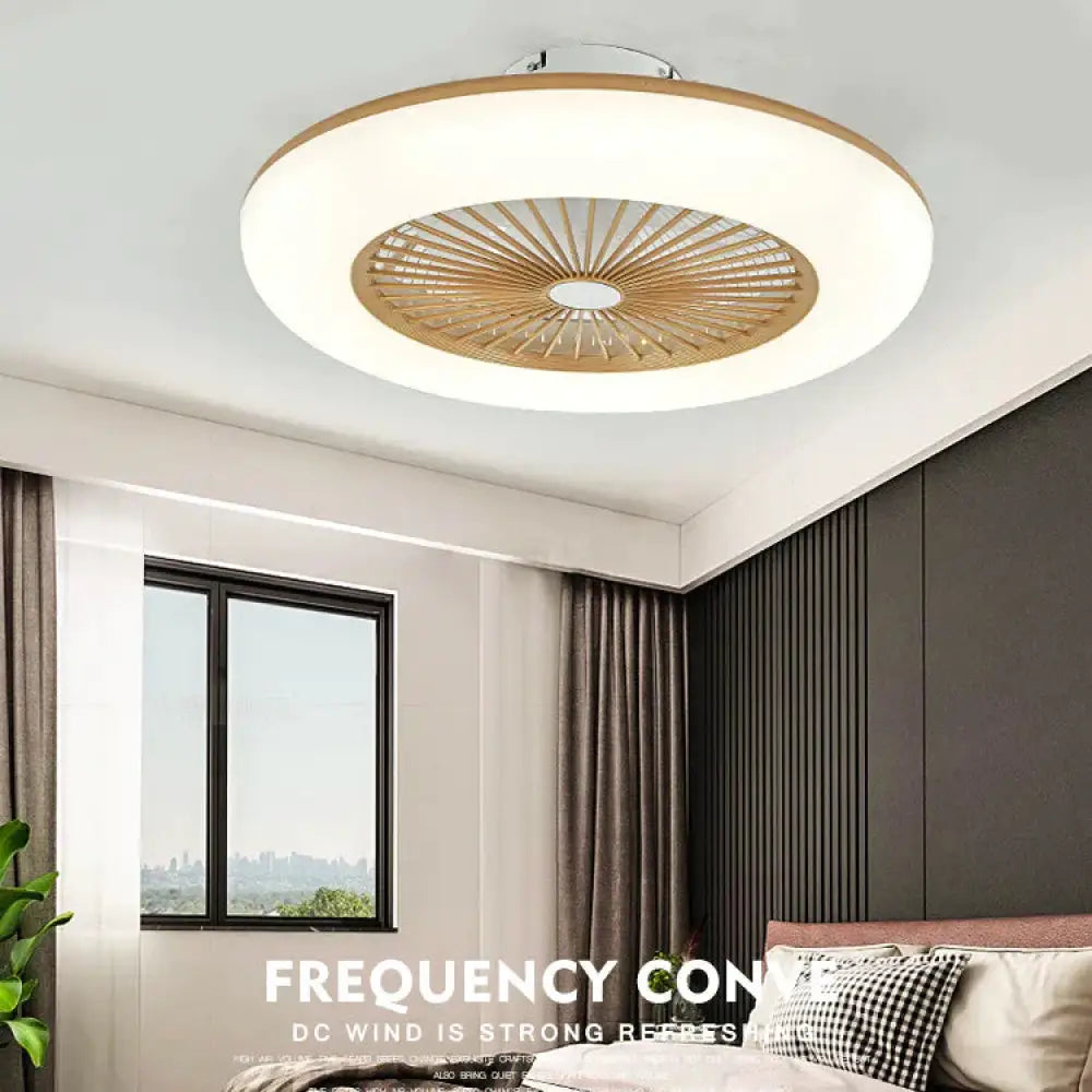 Bedroom Ceiling Light Macaron Invisible Fan Lamp Led Golden / 220V Trichromatic Light