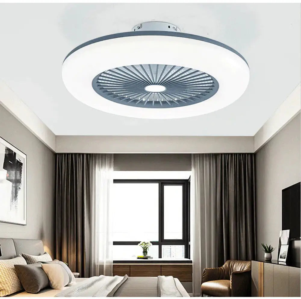 Bedroom Ceiling Light Macaron Invisible Fan Lamp Led Grey / 220V Trichromatic Light