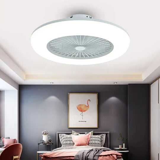 Bedroom Ceiling Light Macaron Invisible Fan Lamp Led White / 220V Trichromatic Light