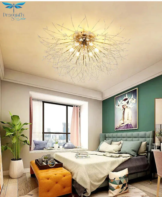Bedroom Crystal Ceiling Lamp Dandelion Romantic Creative