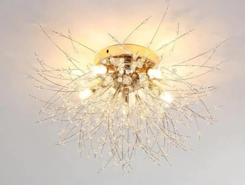 Bedroom Crystal Ceiling Lamp Dandelion Romantic Creative No Bulb / Golden 5 Heads - Dia50Cm