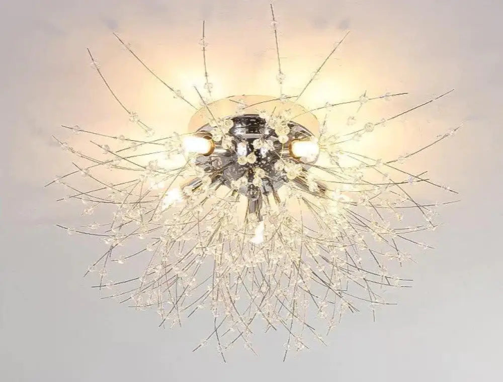 Bedroom Crystal Ceiling Lamp Dandelion Romantic Creative No Bulb / Silver 5 Heads - Dia50Cm