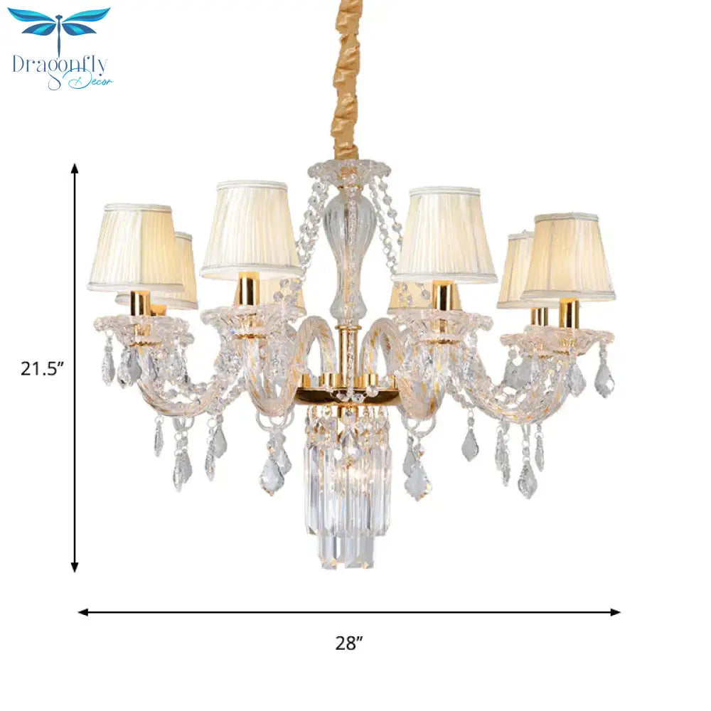 Bell/Candle Crystal Chandelier Light Vintage 8 Lights Dining Room Pendant In Gold With/Without