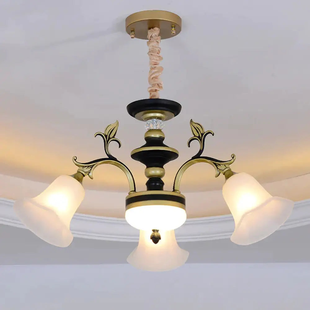 Bellflower Frosted White Glass Chandelier Farmhouse 3/6/12 Heads Living Room Hanging Light Fixture