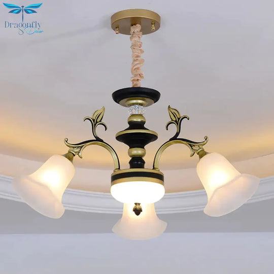 Bellflower Frosted White Glass Chandelier Farmhouse 3/6/12 Heads Living Room Hanging Light Fixture