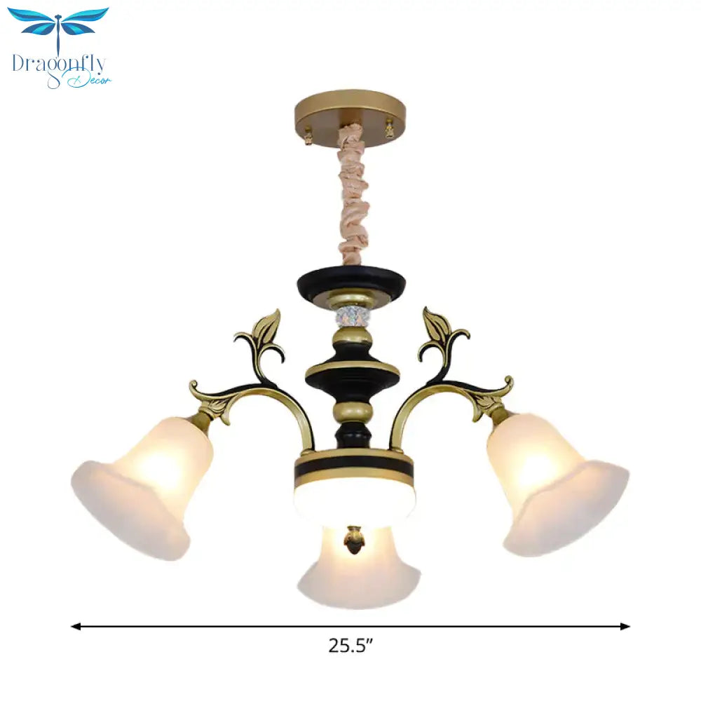 Bellflower Frosted White Glass Chandelier Farmhouse 3/6/12 Heads Living Room Hanging Light Fixture