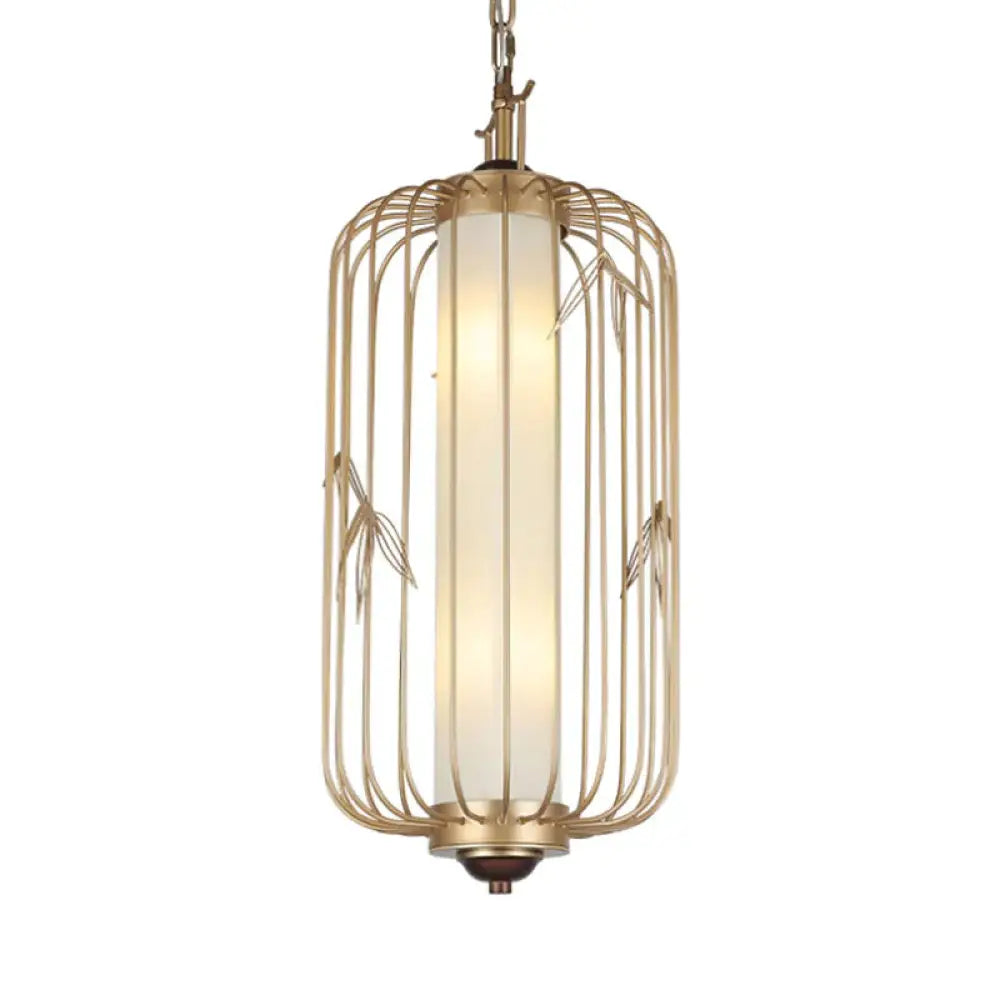Birdcage Dining Room Chandelier Lighting Classic Stylish Metal 2 Lights Gold Hanging Ceiling Light